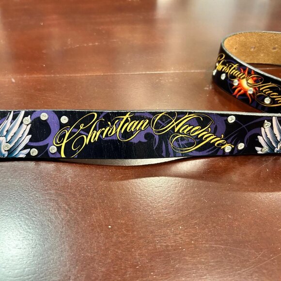 Christian Audigier Vintage Handmade Genuine Leather Belt (Python Effect) - Picture 4 of 9